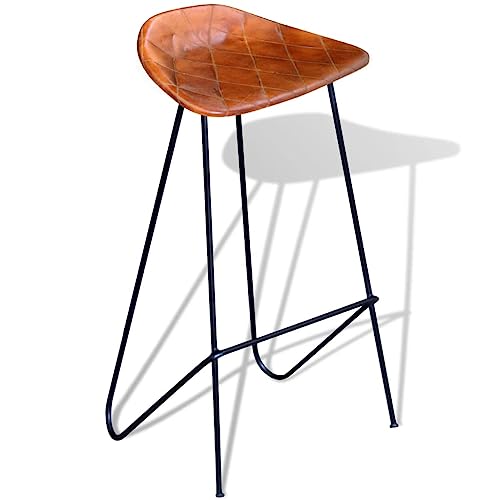 HEFZGDB Barhocker 4 STK. Braun Echtleder Bar Stool Schminkhocker Badhocker Modern Badezimmerhocker für Gaststätten Café Wohnzimmer Bars von HEFZGDB