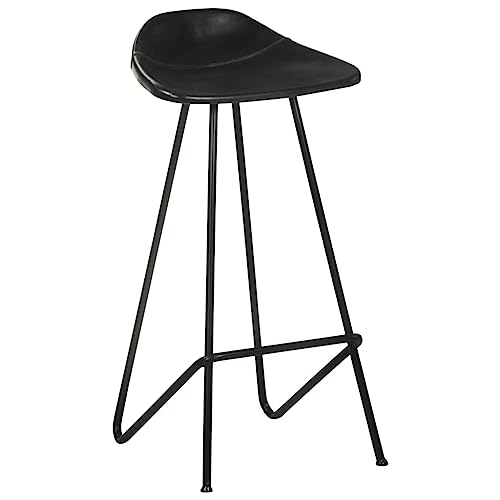 HEFZGDB Barhocker 4 STK. Schwarz Echtleder Bar Chair Schminkstuhl Barstühle Badhocker Modern für Bars Café Wohnzimmer Gaststätten von HEFZGDB