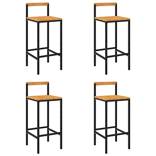 HEFZGDB Barhocker 4 STK. Schwarz Poly Rattan und Massivholz Akazie Arbeitshocker Barhocker Küche Küchenhocker Stuhl Büro für Café Wohnzimmer Gaststätten Bars von HEFZGDB