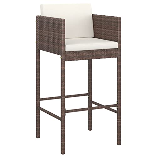 HEFZGDB Barhocker 4 STK. mit Kissen Braun Poly Rattan Essstuhl Essstühle Seselstuhl Wohnzimmer Gartensessel für Garten Balkon Parks Terrasse von HEFZGDB