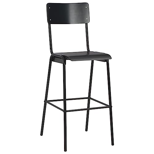 HEFZGDB Barhocker 6 STK. Schwarz Massives Sperrholz Stahl Arbeitshocker Schminkstuhl Barstuhl Vanity Chair für Wohnzimmer Café Gaststätten Bars von HEFZGDB