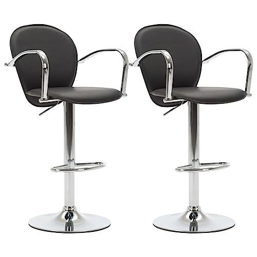 HEFZGDB Barhocker mit Armlehne 2 STK. Schwarz Kunstleder Stuhl Küche Barstuhl Küchenstuhl Badezimmerhocker für Gaststätten Bars Wohnzimmer Café von HEFZGDB