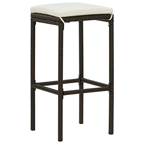 HEFZGDB Barhocker mit Kissen 2 STK. Braun Poly Rattan Kosmetik Stuhl Schminkstuhl Küchenstühle Modern Barstühle für Gaststätten Bars Wohnzimmer Café von HEFZGDB