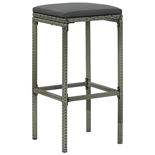 HEFZGDB Barhocker mit Kissen 2 STK. Grau Poly Rattan Kosmetik Stuhl Schminkstuhl Küchenstühle Modern Barstühle für Gaststätten Bars Wohnzimmer Café von HEFZGDB