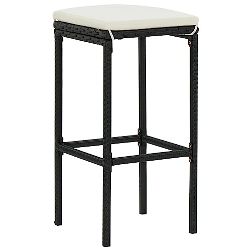 HEFZGDB Barhocker mit Kissen 2 STK. Schwarz Poly Rattan Kosmetik Stuhl Schminkstuhl Küchenstühle Modern Barstühle für Gaststätten Bars Wohnzimmer Café von HEFZGDB