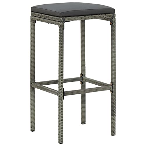 HEFZGDB Barhocker mit Kissen 4 STK. Grau Poly Rattan Kosmetik Stuhl Schminkstuhl Küchenstühle Modern Barstühle für Gaststätten Bars Wohnzimmer Café von HEFZGDB