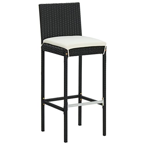 HEFZGDB Barhocker mit Kissen 6 STK. Schwarz Poly Rattan Bar Chair Barstuhl Esszimmerstühle Küchenstuhl für Gaststätten Wohnzimmer Bars Café von HEFZGDB
