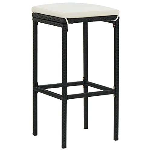 HEFZGDB Barhocker mit Kissen 6 STK. Schwarz Poly Rattan Kosmetik Stuhl Schminkstuhl Küchenstühle Modern Barstühle für Gaststätten Bars Wohnzimmer Café von HEFZGDB