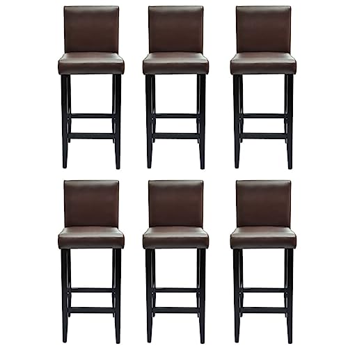 HEFZGDB Barshocker 6 STK. Braun Kunstleder Schminksessel Barstuhl Esszimmerstühle Küchenstühle Modern für Bars Café Gaststätten Wohnzimmer von HEFZGDB