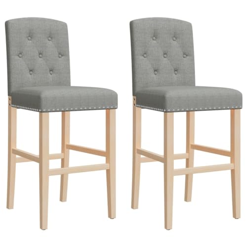 HEFZGDB Barstühle 2 STK. Massivholz Gummibaum und Stoff Arbeitshocker Schminkhocker Badhocker Modern Küchenstuhl für Café Bars Wohnzimmer Gaststätten von HEFZGDB