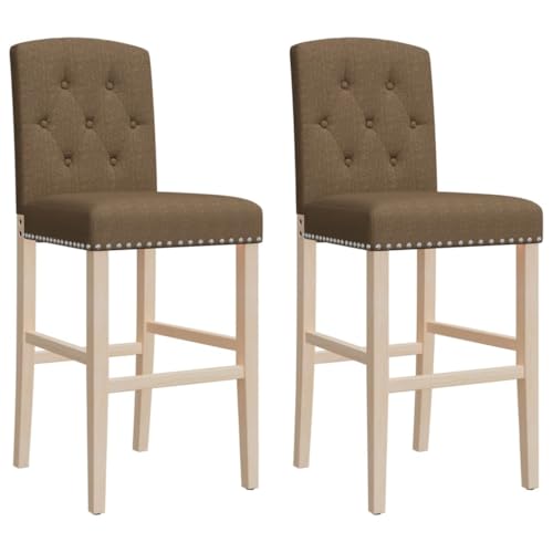 HEFZGDB Barstühle 2 STK. Massivholz Gummibaum und Stoff Arbeitshocker Schminkhocker Badhocker Modern Küchenstuhl für Café Bars Wohnzimmer Gaststätten von HEFZGDB