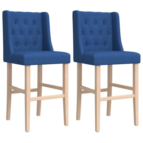 HEFZGDB Barstühle 2 STK. Massivholz Gummibaum und Stoff Stuhl Küche Esszimmerstühle Badhocker Modern Badezimmerhocker für Wohnzimmer Gaststätten Café Bars von HEFZGDB
