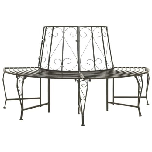 HEFZGDB Baumbank Halbrund 160 cm Stahl Balkon Bank Bank Outdoor Parkbank Geeignet für Pool. Terrasse. Garten. von HEFZGDB