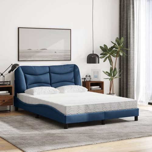 HEFZGDB Bett mit Matratze Blau 140x190 cm Stoff Guest Bed Gästebett Bettgestell Doppelbett für Herberge Schlafzimmer Gästezimmer Wohnbereich HEFZGDB Bett mit Matratze Blau 140x190 cm Stoff Guest Bed Gästebett Bettgestell Doppelbett für Herberge Schlafzimmer Gästezimmer Wohnbereich von HEFZGDB