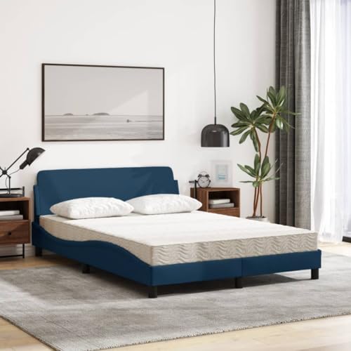 HEFZGDB Bett mit Matratze Blau 140x190 cm Stoff Jugendbett Gästebett Bettgestell Ehebett für Gästezimmer Wohnbereich Herberge Schlafzimmer HEFZGDB Bett mit Matratze Blau 140x190 cm Stoff Jugendbett Gästebett Bettgestell Ehebett für Gästezimmer Wohnbereich Herberge Schlafzimmer von HEFZGDB