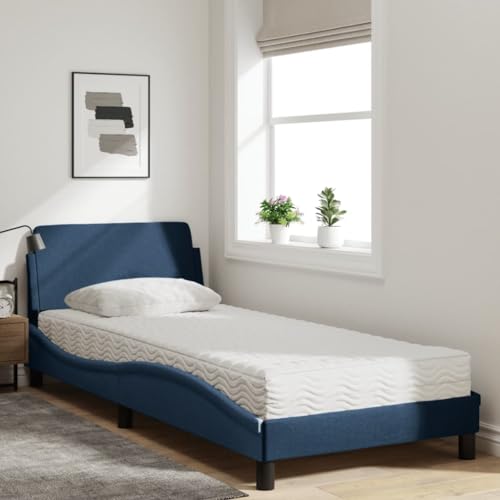 HEFZGDB Bett mit Matratze Blau 80x200 cm Stoff Jugendbett Gästebett Bettgestell Ehebett für Gästezimmer Wohnbereich Herberge Schlafzimmer HEFZGDB Bett mit Matratze Blau 80x200 cm Stoff Jugendbett Gästebett Bettgestell Ehebett für Gästezimmer Wohnbereich Herberge Schlafzimmer von HEFZGDB
