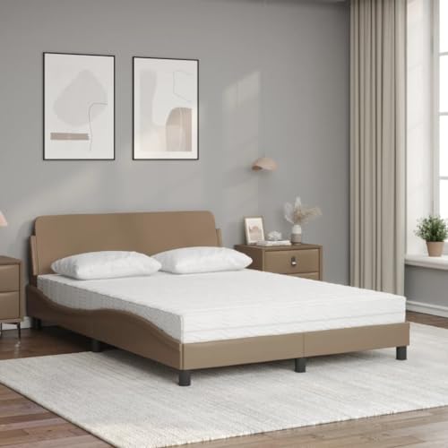 HEFZGDB Bett mit Matratze Cappuccino-Braun 140x200 cm Kunstleder Jugendbett Gästebett Familienbett Einzelbett für Herberge Wohnbereich Schlafzimmer Gästezimmer von HEFZGDB