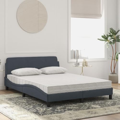 HEFZGDB Bett mit Matratze Dunkelgrau 140x190 cm Samt Ehebett Bettgestell Familienbett Einzelbett für Wohnbereich Gästezimmer Schlafzimmer Herberge HEFZGDB Bett mit Matratze Dunkelgrau 140x190 cm Samt Ehebett Bettgestell Familienbett Einzelbett für Wohnbereich Gästezimmer Schlafzimmer Herberge von HEFZGDB