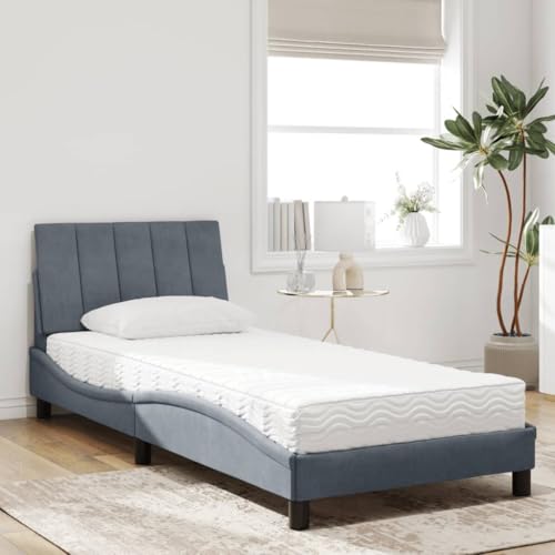 HEFZGDB Bett mit Matratze Dunkelgrau 90x190 cm Samt Jugendbett Bed Frame Familienbett Doppelbett für Gästezimmer Herberge Wohnbereich Schlafzimmer HEFZGDB Bett mit Matratze Dunkelgrau 90x190 cm Samt Jugendbett Bed Frame Familienbett Doppelbett für Gästezimmer Herberge Wohnbereich Schlafzimmer von HEFZGDB