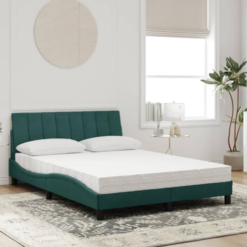 HEFZGDB Bett mit Matratze Dunkelgrün 140x190 cm Samt Jugendbett Bed Frame Familienbett Doppelbett für Gästezimmer Herberge Wohnbereich Schlafzimmer HEFZGDB Bett mit Matratze Dunkelgrün 140x190 cm Samt Jugendbett Bed Frame Familienbett Doppelbett für Gästezimmer Herberge Wohnbereich Schlafzimmer von HEFZGDB