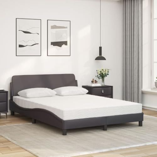 HEFZGDB Bett mit Matratze Grau 120x200 cm Kunstleder Jugendbett Gästebett Familienbett Einzelbett für Herberge Wohnbereich Schlafzimmer Gästezimmer HEFZGDB Bett mit Matratze Grau 120x200 cm Kunstleder Jugendbett Gästebett Familienbett Einzelbett für Herberge Wohnbereich Schlafzimmer Gästezimmer von HEFZGDB