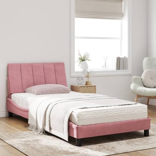 HEFZGDB Bett mit Matratze Rosa 100x200 cm Samt Jugendbett Bed Frame Familienbett Doppelbett für Gästezimmer Herberge Wohnbereich Schlafzimmer HEFZGDB Bett mit Matratze Rosa 100x200 cm Samt Jugendbett Bed Frame Familienbett Doppelbett für Gästezimmer Herberge Wohnbereich Schlafzimmer von HEFZGDB