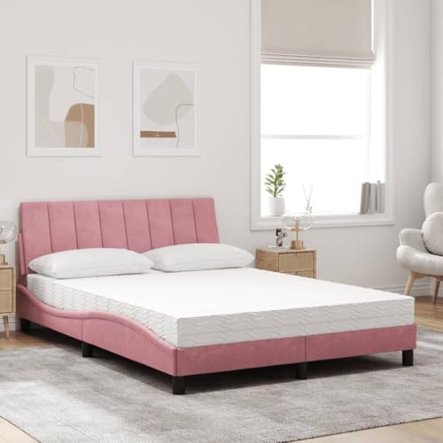 HEFZGDB Bett mit Matratze Rosa 120x200 cm Samt Jugendbett Bed Frame Familienbett Doppelbett für Gästezimmer Herberge Wohnbereich Schlafzimmer HEFZGDB Bett mit Matratze Rosa 120x200 cm Samt Jugendbett Bed Frame Familienbett Doppelbett für Gästezimmer Herberge Wohnbereich Schlafzimmer von HEFZGDB