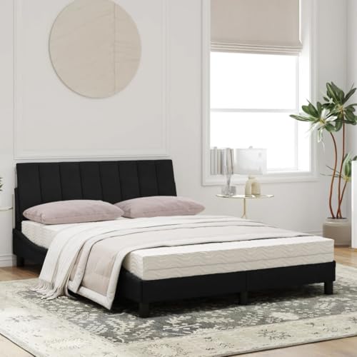 HEFZGDB Bett mit Matratze Schwarz 120x200 cm Samt Jugendbett Bed Frame Familienbett Doppelbett für Gästezimmer Herberge Wohnbereich Schlafzimmer HEFZGDB Bett mit Matratze Schwarz 120x200 cm Samt Jugendbett Bed Frame Familienbett Doppelbett für Gästezimmer Herberge Wohnbereich Schlafzimmer von HEFZGDB