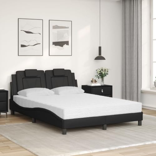 HEFZGDB Bett mit Matratze Schwarz 140x190 cm Kunstleder Bette Gästebett Bettgestell Bettrahmen für Schlafzimmer Wohnbereich Herberge Gästezimmer HEFZGDB Bett mit Matratze Schwarz 140x190 cm Kunstleder Bette Gästebett Bettgestell Bettrahmen für Schlafzimmer Wohnbereich Herberge Gästezimmer von HEFZGDB