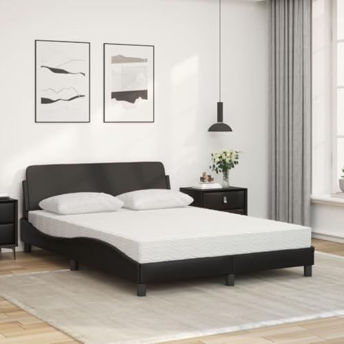 HEFZGDB Bett mit Matratze Schwarz 140x190 cm Kunstleder Jugendbett Gästebett Familienbett Einzelbett für Herberge Wohnbereich Schlafzimmer Gästezimmer HEFZGDB Bett mit Matratze Schwarz 140x190 cm Kunstleder Jugendbett Gästebett Familienbett Einzelbett für Herberge Wohnbereich Schlafzimmer Gästezimmer von HEFZGDB