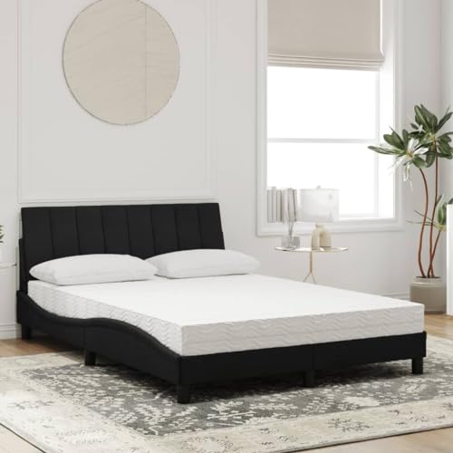 HEFZGDB Bett mit Matratze Schwarz 140x200 cm Samt Jugendbett Bed Frame Familienbett Doppelbett für Gästezimmer Herberge Wohnbereich Schlafzimmer von HEFZGDB