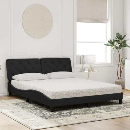 HEFZGDB Bett mit Matratze Schwarz 160x200 cm Samt Jugendbett Bettgestell Familienbett Bettrahmen für Wohnbereich Schlafzimmer Herberge Gästezimmer HEFZGDB Bett mit Matratze Schwarz 160x200 cm Samt Jugendbett Bettgestell Familienbett Bettrahmen für Wohnbereich Schlafzimmer Herberge Gästezimmer von HEFZGDB