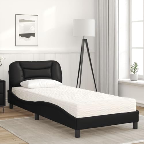 HEFZGDB Bett mit Matratze Schwarz 80x200 cm Kunstleder Single Bed Bettgestell Einzelbetten Einzelbett für Gästezimmer Schlafzimmer Wohnbereich Herberge HEFZGDB Bett mit Matratze Schwarz 80x200 cm Kunstleder Single Bed Bettgestell Einzelbetten Einzelbett für Gästezimmer Schlafzimmer Wohnbereich Herberge von HEFZGDB