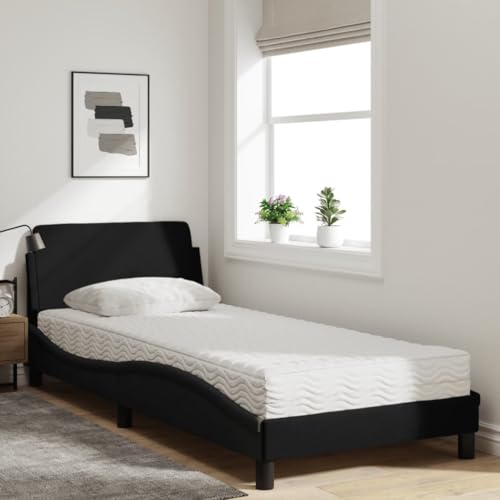 HEFZGDB Bett mit Matratze Schwarz 90x190 cm Stoff Jugendbett Gästebett Bettgestell Ehebett für Gästezimmer Wohnbereich Herberge Schlafzimmer HEFZGDB Bett mit Matratze Schwarz 90x190 cm Stoff Jugendbett Gästebett Bettgestell Ehebett für Gästezimmer Wohnbereich Herberge Schlafzimmer von HEFZGDB