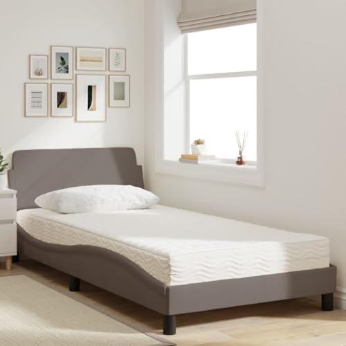 HEFZGDB Bett mit Matratze Taupe 100x200 cm Stoff Jugendbett Gästebett Bettgestell Ehebett für Gästezimmer Wohnbereich Herberge Schlafzimmer HEFZGDB Bett mit Matratze Taupe 100x200 cm Stoff Jugendbett Gästebett Bettgestell Ehebett für Gästezimmer Wohnbereich Herberge Schlafzimmer von HEFZGDB