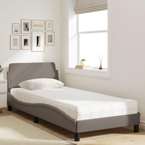 HEFZGDB Bett mit Matratze Taupe 80x200 cm Stoff Jugendbett Gästebett Bettgestell Ehebett für Gästezimmer Wohnbereich Herberge Schlafzimmer von HEFZGDB
