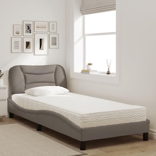 HEFZGDB Bett mit Matratze Taupe 90x190 cm Stoff Guest Bed Gästebett Bettgestell Doppelbett für Herberge Schlafzimmer Gästezimmer Wohnbereich HEFZGDB Bett mit Matratze Taupe 90x190 cm Stoff Guest Bed Gästebett Bettgestell Doppelbett für Herberge Schlafzimmer Gästezimmer Wohnbereich von HEFZGDB
