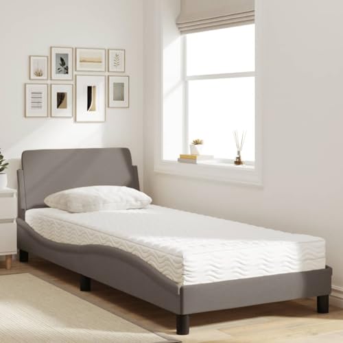 HEFZGDB Bett mit Matratze Taupe 90x200 cm Stoff Jugendbett Gästebett Bettgestell Ehebett für Gästezimmer Wohnbereich Herberge Schlafzimmer von HEFZGDB