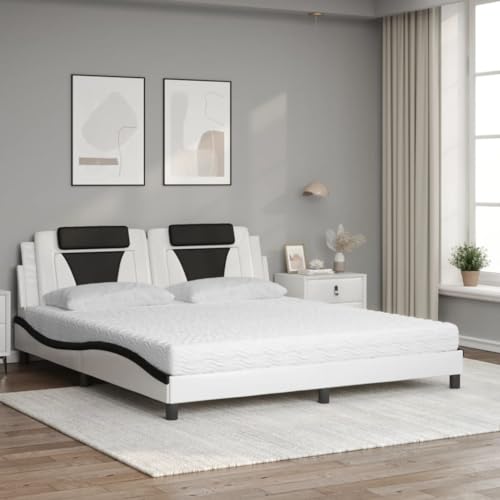 HEFZGDB Bett mit Matratze Weiß und Schwarz 180x200 cm Kunstleder Bette Gästebett Bettgestell Bettrahmen für Schlafzimmer Wohnbereich Herberge Gästezimmer HEFZGDB Bett mit Matratze Weiß und Schwarz 180x200 cm Kunstleder Bette Gästebett Bettgestell Bettrahmen für Schlafzimmer Wohnbereich Herberge Gästezimmer von HEFZGDB