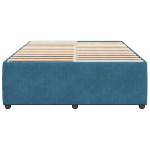 HEFZGDB Bettgestell Blau 140x190 cm Samt Einzelbett Bed Frame Doppelbett Bettrahmen für Gästezimmer Herberge Wohnbereich Schlafzimmer von HEFZGDB