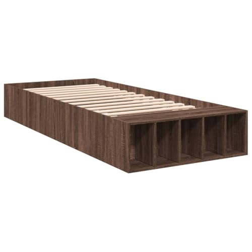 HEFZGDB Bettgestell Braun Eichen-Optik 100x200 cm Holzwerkstoff Bette Gästebett Bed Frame Doppelbett für Herberge Gästezimmer Wohnbereich Schlafzimmer von HEFZGDB