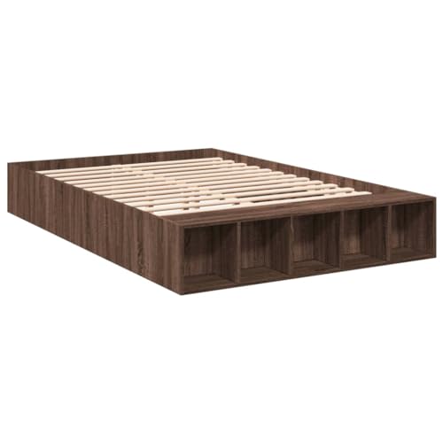 HEFZGDB Bettgestell Braun Eichen-Optik 150x200 cm Holzwerkstoff Bette Gästebett Bed Frame Doppelbett für Herberge Gästezimmer Wohnbereich Schlafzimmer von HEFZGDB
