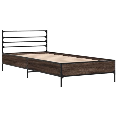 HEFZGDB Bettgestell Braun Eichen-Optik 90x190 cm Holzwerkstoff Metall Jugendbett Gästebett Bed Frame Einzelbett für Wohnbereich Herberge Schlafzimmer Gästezimmer HEFZGDB Bettgestell Braun Eichen-Optik 90x190 cm Holzwerkstoff Metall Jugendbett Gästebett Bed Frame Einzelbett für Wohnbereich Herberge Schlafzimmer Gästezimmer von HEFZGDB