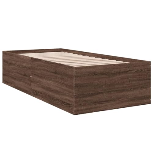HEFZGDB Bettgestell Braun Eichen-Optik 90x200 cm Holzwerkstoff Jugendbett Bed Frame Familienbett Einzelbetten für Herberge Gästezimmer Schlafzimmer Wohnbereich HEFZGDB Bettgestell Braun Eichen-Optik 90x200 cm Holzwerkstoff Jugendbett Bed Frame Familienbett Einzelbetten für Herberge Gästezimmer Schlafzimmer Wohnbereich von HEFZGDB