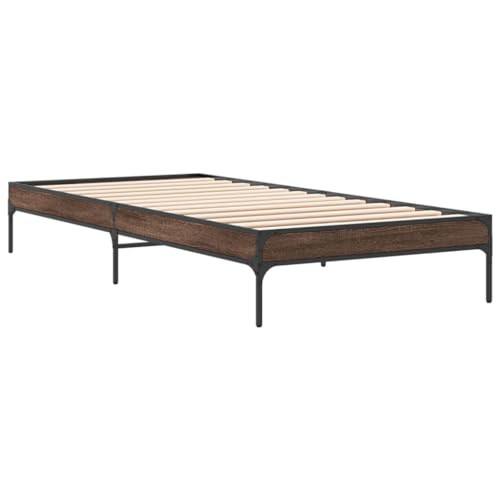 HEFZGDB Bettgestell Braun Eichen-Optik 90x200 cm Holzwerkstoff Metall Guest Bed Gästebett Bettgestell Einzelbetten für Gästezimmer Schlafzimmer Wohnbereich Herberge HEFZGDB Bettgestell Braun Eichen-Optik 90x200 cm Holzwerkstoff Metall Guest Bed Gästebett Bettgestell Einzelbetten für Gästezimmer Schlafzimmer Wohnbereich Herberge von HEFZGDB