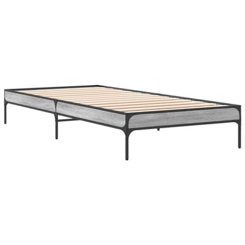 HEFZGDB Bettgestell Grau Sonoma 100x200 cm Holzwerkstoff und Metall Guest Bed Gästebett Bettgestell Einzelbetten für Gästezimmer Schlafzimmer Wohnbereich Herberge HEFZGDB Bettgestell Grau Sonoma 100x200 cm Holzwerkstoff und Metall Guest Bed Gästebett Bettgestell Einzelbetten für Gästezimmer Schlafzimmer Wohnbereich Herberge von HEFZGDB