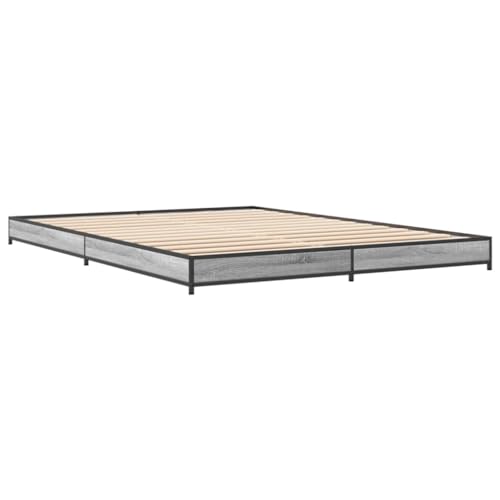 HEFZGDB Bettgestell Grau Sonoma 140x190 cm Holzwerkstoff und Metall Bette Gästebett Bed Frame Einzelbetten für Schlafzimmer Gästezimmer Wohnbereich Herberge HEFZGDB Bettgestell Grau Sonoma 140x190 cm Holzwerkstoff und Metall Bette Gästebett Bed Frame Einzelbetten für Schlafzimmer Gästezimmer Wohnbereich Herberge von HEFZGDB