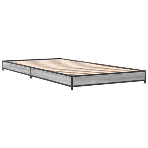 HEFZGDB Bettgestell Grau Sonoma 90x190 cm Holzwerkstoff und Metall Bette Gästebett Bed Frame Einzelbetten für Schlafzimmer Gästezimmer Wohnbereich Herberge HEFZGDB Bettgestell Grau Sonoma 90x190 cm Holzwerkstoff und Metall Bette Gästebett Bed Frame Einzelbetten für Schlafzimmer Gästezimmer Wohnbereich Herberge von HEFZGDB