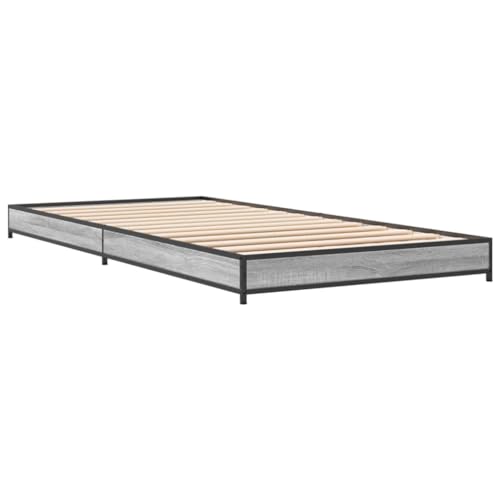 HEFZGDB Bettgestell Grau Sonoma 90x200 cm Holzwerkstoff und Metall Bette Gästebett Bed Frame Einzelbetten für Schlafzimmer Gästezimmer Wohnbereich Herberge HEFZGDB Bettgestell Grau Sonoma 90x200 cm Holzwerkstoff und Metall Bette Gästebett Bed Frame Einzelbetten für Schlafzimmer Gästezimmer Wohnbereich Herberge von HEFZGDB