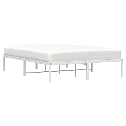 HEFZGDB Bettgestell Metall Weiß 140x200 cm Jugendbett Gästebett Einzelbetten Doppelbett für Schlafzimmer Wohnbereich Herberge Gästezimmer von HEFZGDB